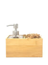 Porta sapone liquido | Saebe | Stand in Bamboo naturale con Vaso per pianta. Fai da te, HLP 8,5 x 8,5 x 16,5 cm - 𝘕EASYJUNGLE